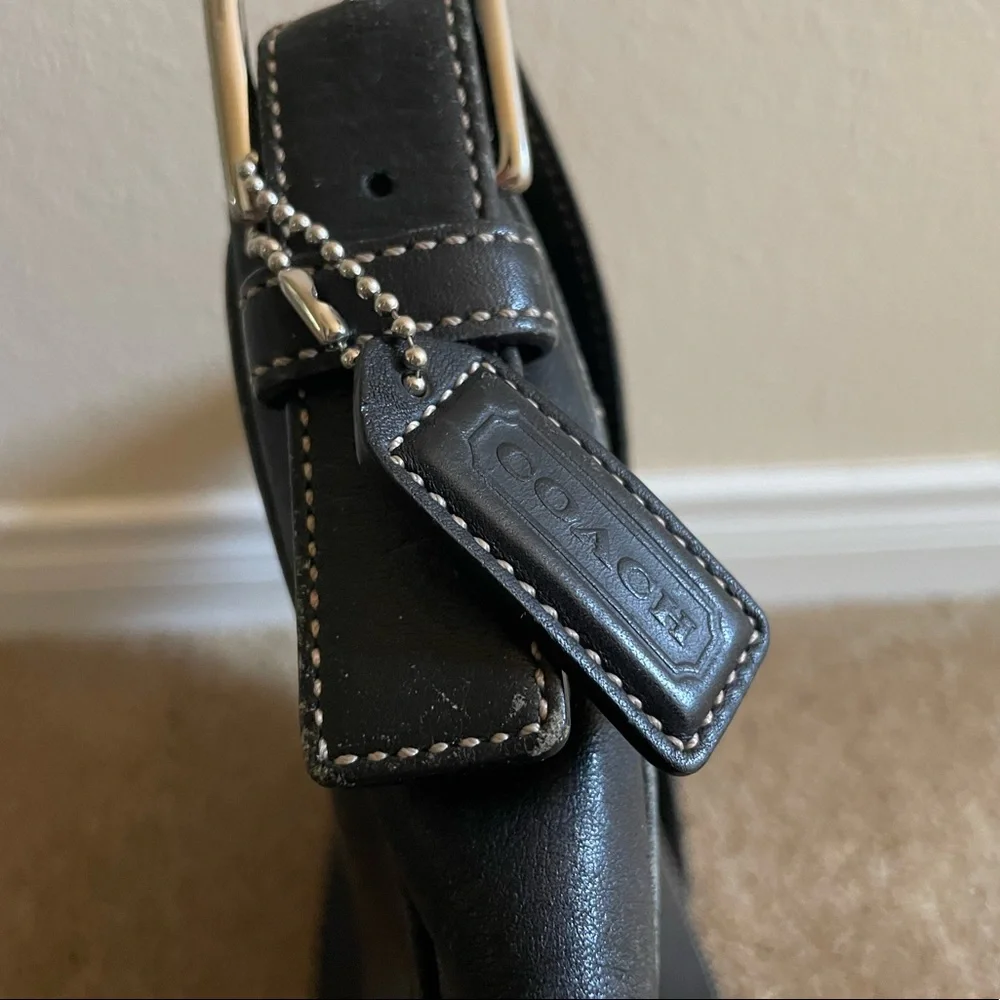 Coach vintage Hampton black leather buckle flap shoulder bag - Picture 5 of 6